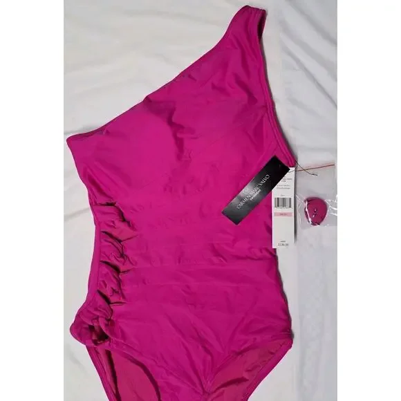 NWTCarmen Marc Valvo One-Shoulder Side-Cutout One-Piece Swimsuit Women's Size 10